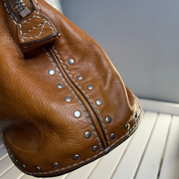 MICHAEL KORS Vintage Fulton Tote Cognac Leather Handbag Vintage EUC - Picture 3 of 9